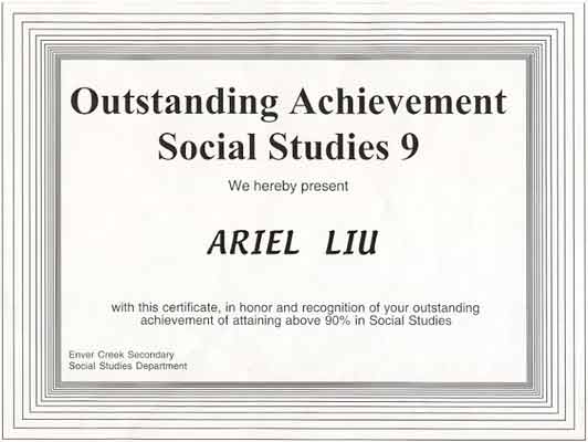 Oustanding Achievement Social Studies